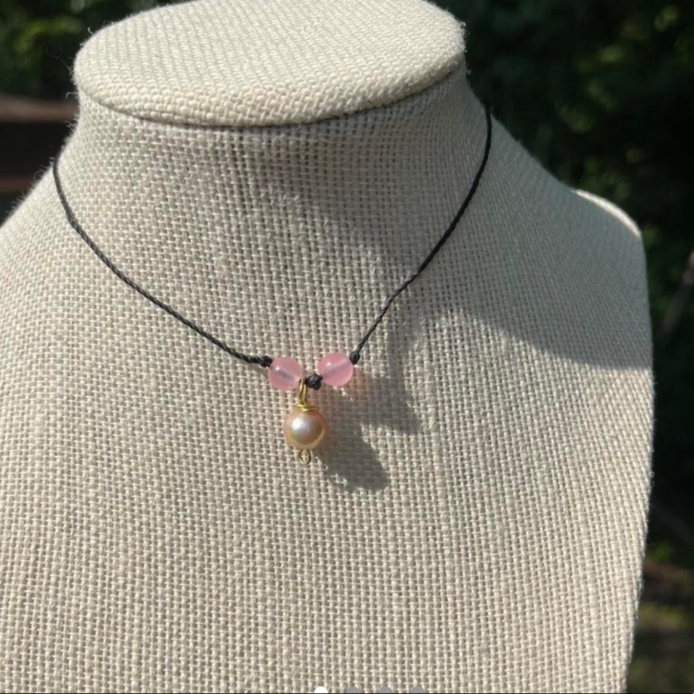 Pink jade crystal necklace